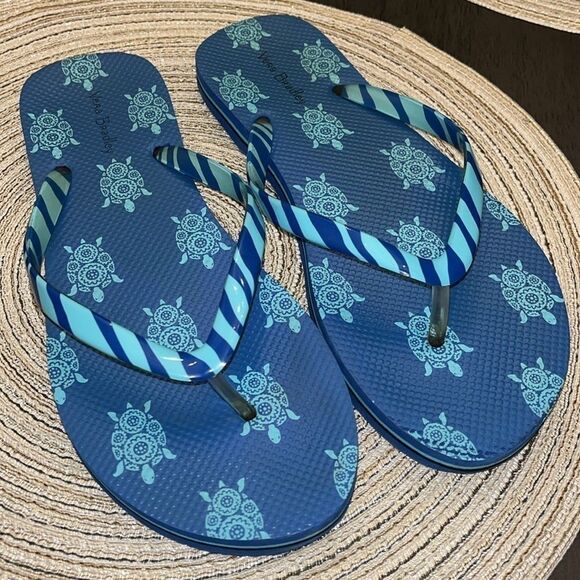 Vera Bradley Blue Flip Flop Sandals sz 7-8 - Picture 2 of 8